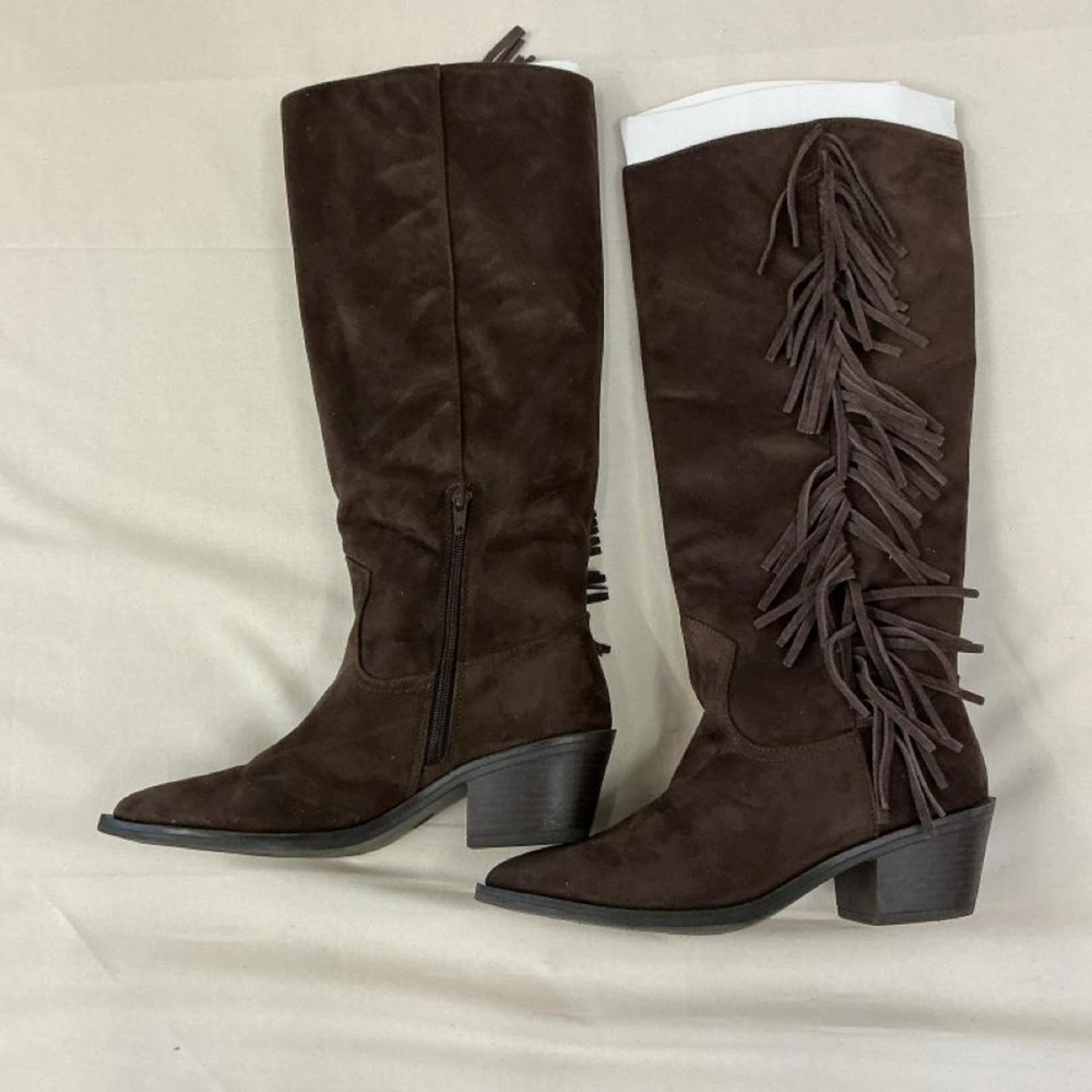 Brown fringe western boots by Universal Thread